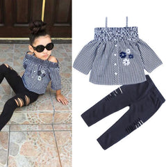 Girls T-shirt + Pants + Headband 3pcs. Suit