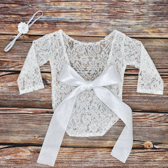 Lace Bow Toddler Baby Photo Clothing+Hair Band