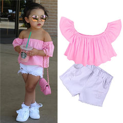 Girls T-shirt + Pants + Headband 3pcs. Suit