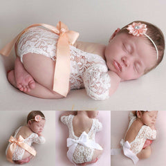 Lace Bow Toddler Baby Photo Clothing+Hair Band