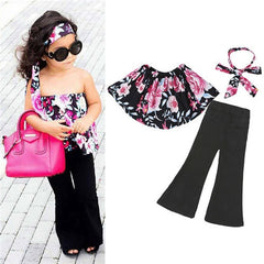 Girls T-shirt + Pants + Headband 3pcs. Suit