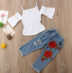 Girls T-shirt + Pants + Headband 3pcs. Suit