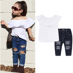 Girls T-shirt + Pants + Headband 3pcs. Suit