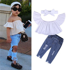 Girls T-shirt + Pants + Headband 3pcs. Suit