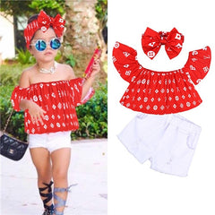 Girls T-shirt + Pants + Headband 3pcs. Suit