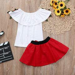 Baby Girls Suit Set Toddler Baby Girls Sleeveless Off Shoulder Embroidery Rose Tops+Skirts Outfits