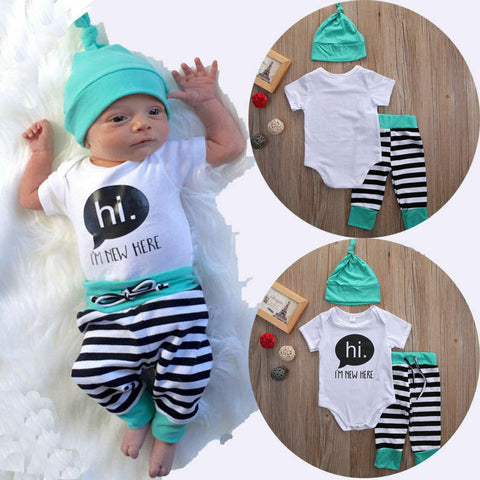 Newborn Boy or Girl Hat 3Pcs Outfit Set