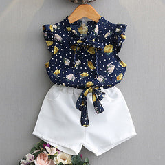 Cool Suit Lace Solid Bow set