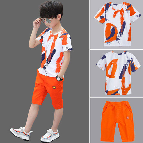 Orange and white boys 2pc short set