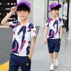 Orange and white boys 2pc short set