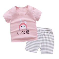 New Robot Print Short Sleeve T-shirt + Shorts 2 Piece Set Baby Boys Girls Clothing Sets