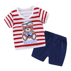 New Robot Print Short Sleeve T-shirt + Shorts 2 Piece Set Baby Boys Girls Clothing Sets