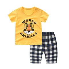 New Robot Print Short Sleeve T-shirt + Shorts 2 Piece Set Baby Boys Girls Clothing Sets