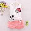 Girls' Minnie Mickey Sleeveless T-shirt Vest Tops+Short Pant