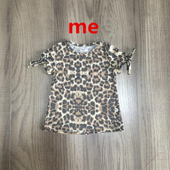 Mommy and daughter girl leopard T-shirts