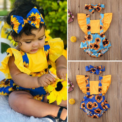 Bodysuit Flower Romper Headband