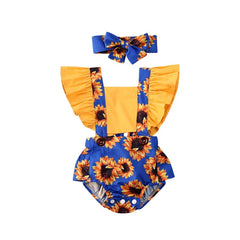 Bodysuit Flower Romper Headband