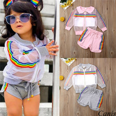 Long Sleeve Coat+Vest+Short Pants Baby Girl 3pcs