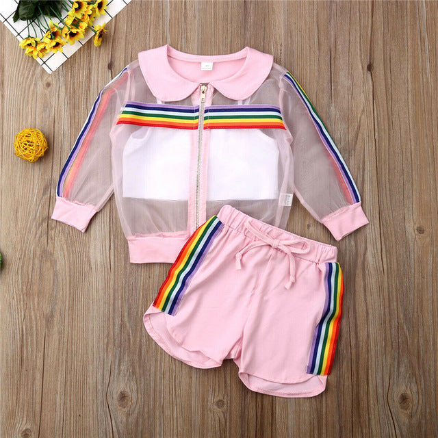 Long Sleeve Coat+Vest+Short Pants Baby Girl 3pcs