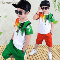 Stripe Colorful T-Shirt + Pants 2Pcs Boys Set