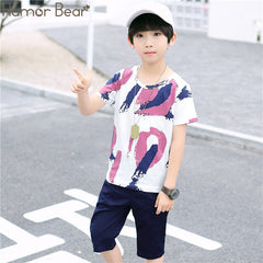 Stripe Colorful T-Shirt + Pants 2Pcs Boys Set