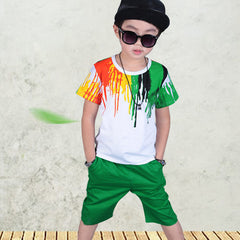 Stripe Colorful T-Shirt + Pants 2Pcs Boys Set