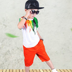 Stripe Colorful T-Shirt + Pants 2Pcs Boys Set