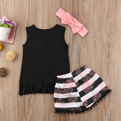 Little Baby Girls Sleeveless T Shirt+Shorts Pants Outfit Clothing Set