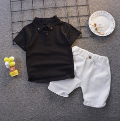 Black Short Sleeve T shirt+ White Shorts