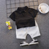 Black Short Sleeve T shirt+ White Shorts