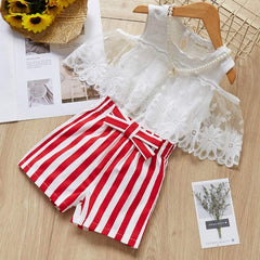 Fashion Kids Flowers Clothes Vest and Pants 2Pcs Outfits Girl Casual Clothes
