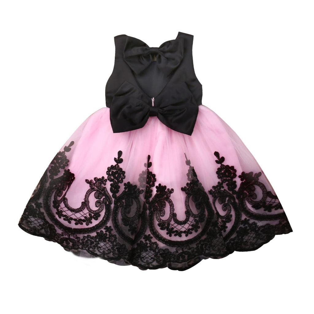 Princess Pink & Black Bow Tulle dress