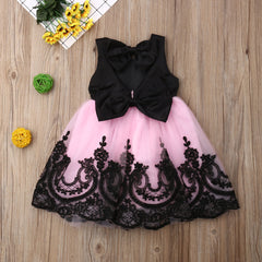 Princess Pink & Black Bow Tulle dress