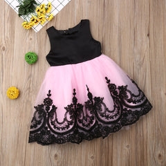 Princess Pink & Black Bow Tulle dress