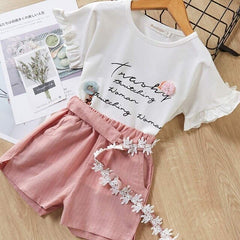 Cool Suit Lace Solid Bow set