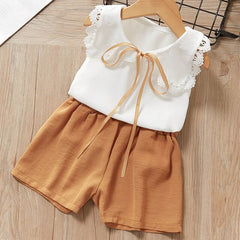 Cool Suit Lace Solid Bow set