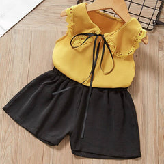 Cool Suit Lace Solid Bow set