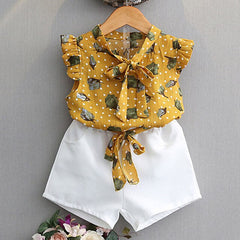 Cool Suit Lace Solid Bow set