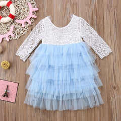 Girls Crochet Layered Lace Dress