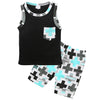 Print Pocket Cotton Vest Top +Pants Oufits 1-3Y